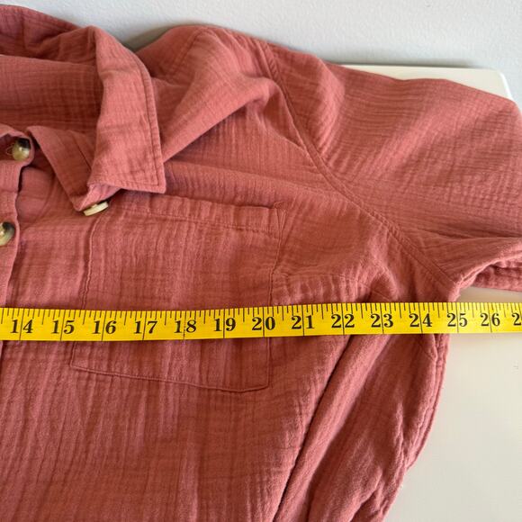 New Directions Curvy Shirt Dress Size 3X Button Up Gauzy Cotton Lagenlook Mauve - Picture 8 of 11